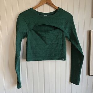 Joy Lab Target Green Long Sleeve Activewear Stretchy Crop Top